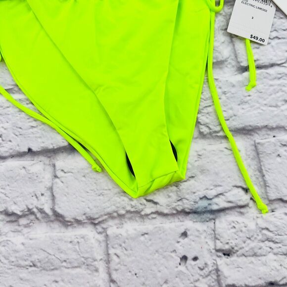NEW Good American Tiny Ties Bikini Bottom 3- Large Electric‎ Lime Stretch Swim - Picture 4 of 6